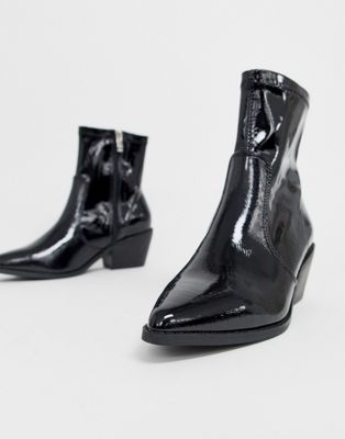 wide fit patent boots