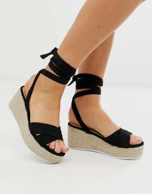 black tie up espadrille sandals