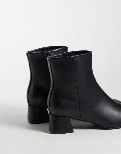 Glamorous Wide Fit block heel mid ankle boots in black PU, 4 of 4