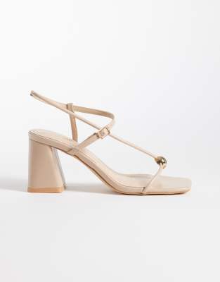 Glamorous Wide Fit Block Heel Sandals With Metal Detail In Multi