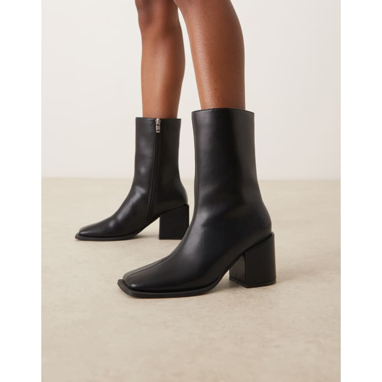 Glamorous Wide Fit block heel square toe boots in black | ASOS