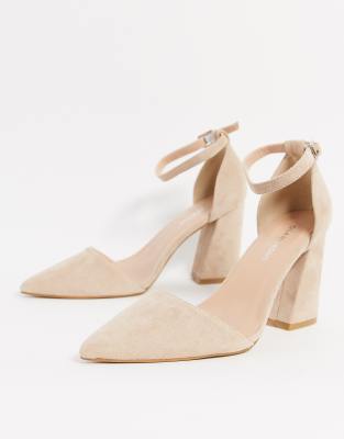 Glamorous Wide Fit block heeled pumps 