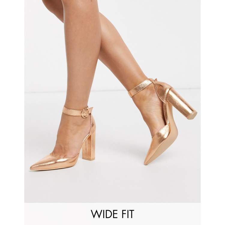 Glamorous rose gold 2024 block heeled shoes