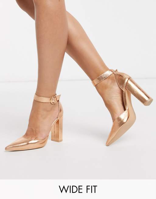 Gold pointed block sales heels