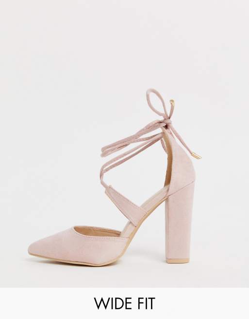 Glamorous block heel cheap tie up court