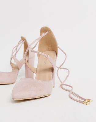 blush block heel pumps