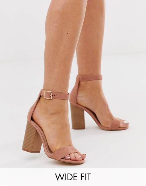 Glamorous Wide Fit blush stacked block heeled sandals | ASOS