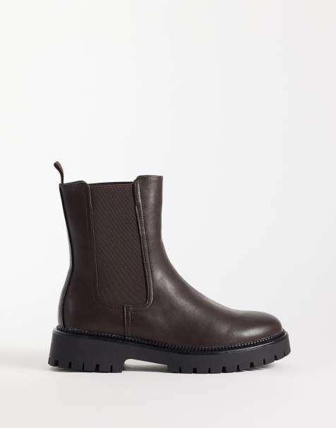 Glamorous Wide Fit bottines chunky en PU marron - view 1