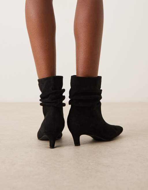 Glamorous Wide Fit - Bottines froncées à petit talon - Noir micro, 3 de 4