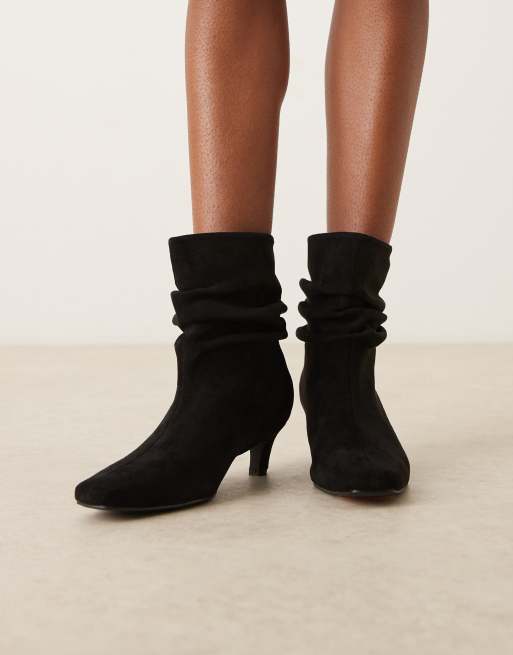 Glamorous Wide Fit - Bottines froncées à petit talon - Noir micro, 4 de 4