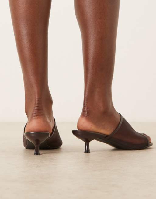 Glamorous Wide Fit – Bruna sandaler i mesh med taxklack, 3 av 4