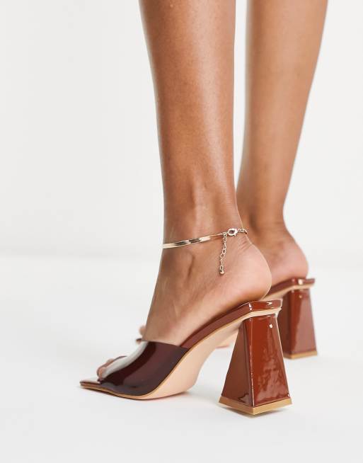 Glamorous Wide Fit - Brune mules med mellemhøj hæl, 2 af 4
