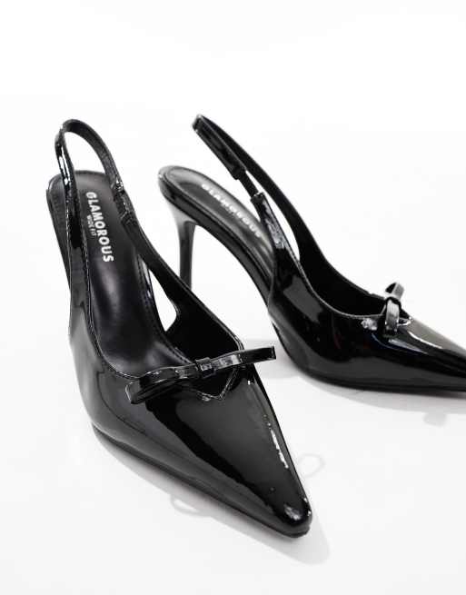 Glamorous Wide Fit - Chaussures à talon et bride arrière avec nœud - Noir, 2 de 4