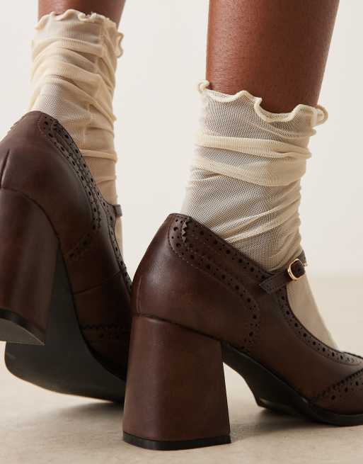 Glamorous Wide Fit - Chaussures babies à talon carré - Marron délavé, 2 de 4