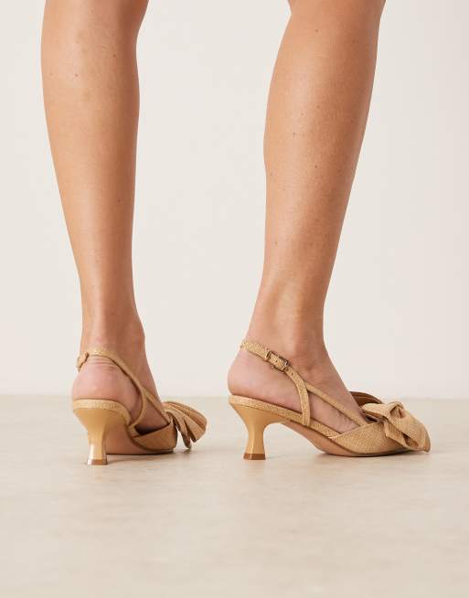 Glamorous Wide Fit - Chaussures en raphia à petit talon et détail nœud, 3 de 4