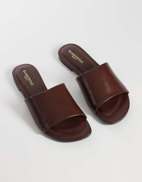 Glamorous Wide Fit - Chokoladebrune slip on-sandaler - view 1