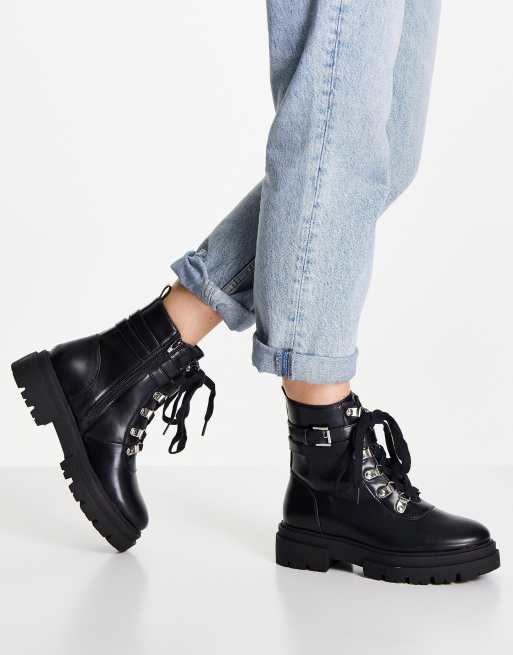 Glamorous Wide Fit chunky ankle boots in black