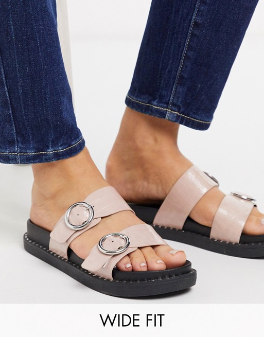 Glamorous Wide Fit chunky flat sandal in blush