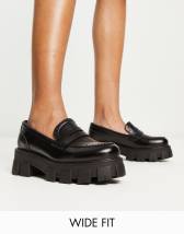 ASOS DESIGN Wide Fit Mulled chunky loafer in black | ASOS