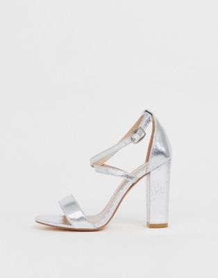 silver block heel sandals wide fit