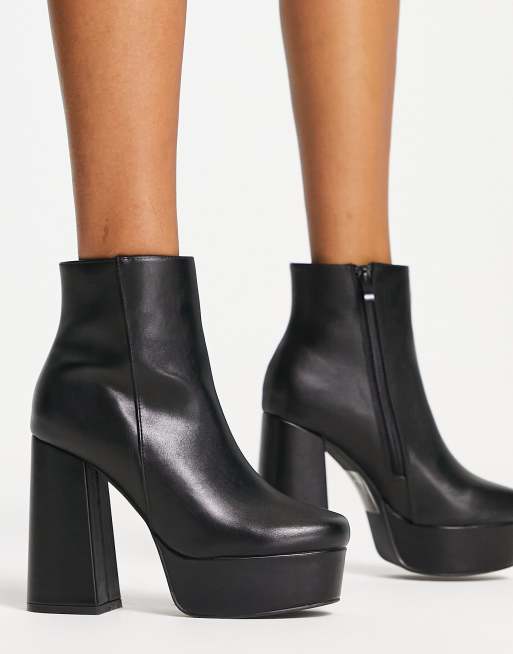 Glamorous Wide Fit – Czarne botki do kostki na wysokiej platformie, 2 z 4