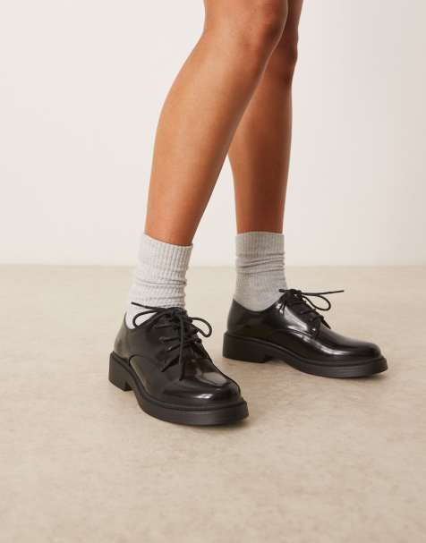 Glamorous Wide Fit derby lace-up shoes in black - view 1