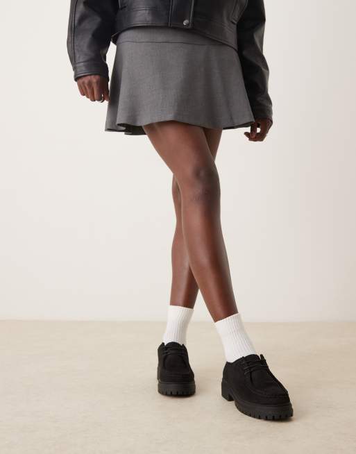 Glamorous Wide Fit - Derby schoenen met brede pasvorm in zwart micro, 2 van 4