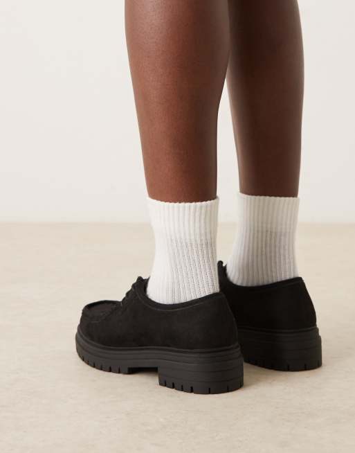 Glamorous Wide Fit - Derby schoenen met brede pasvorm in zwart micro, 3 van 4
