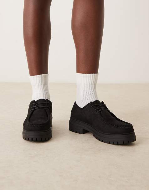 Glamorous Wide Fit Derby shoes in black microsuede - view 1