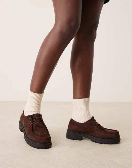 Glamorous Wide Fit  Derby shoes in brown micro, 4 of 4