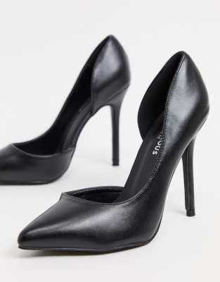 black wide fit court heels