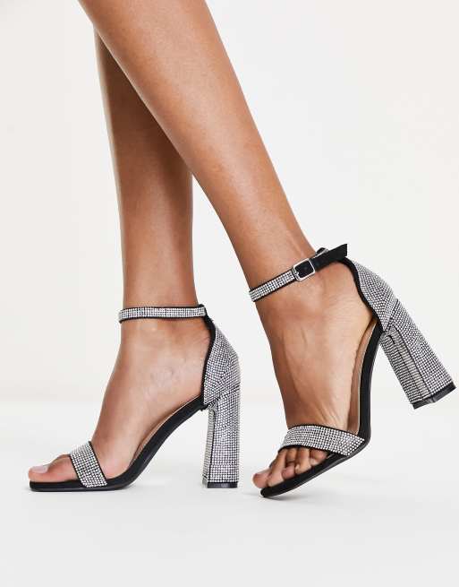 Black and silver store strappy heels