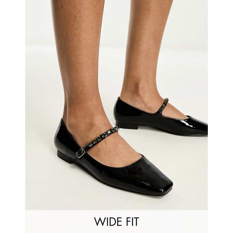 Black mary jane shop shoes wide fit