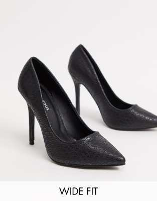 Glamorous Wide Fit Escarpins talon effet croco Noir