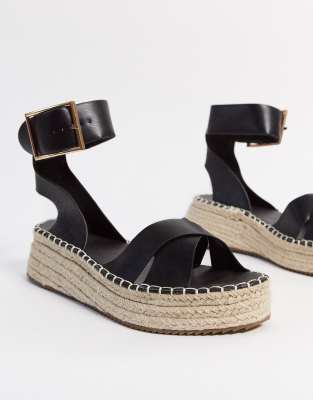 espadrille platform sandals black