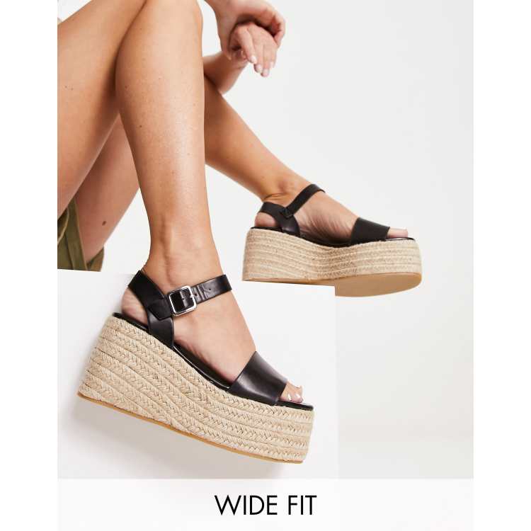 Black Espadrille Chunky Sandals