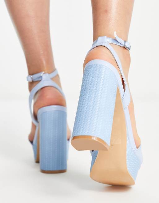 Glamorous Wide Fit - Espadrille-sandaler med plateauhæl i blå, 2 af 4
