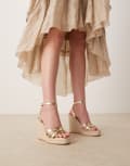 [Glamorous Wide Fit] Glamorous Wide Fit espadrille wedge heeled sandals in gold 36 GOLD