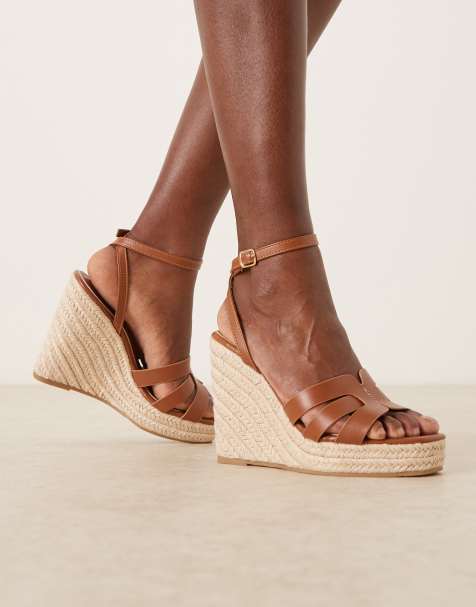 Glamorous Wide Fit espadrille wedge-heeled sandals in tan - view 1