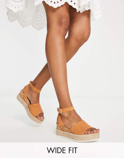 Wide fit store tan wedges