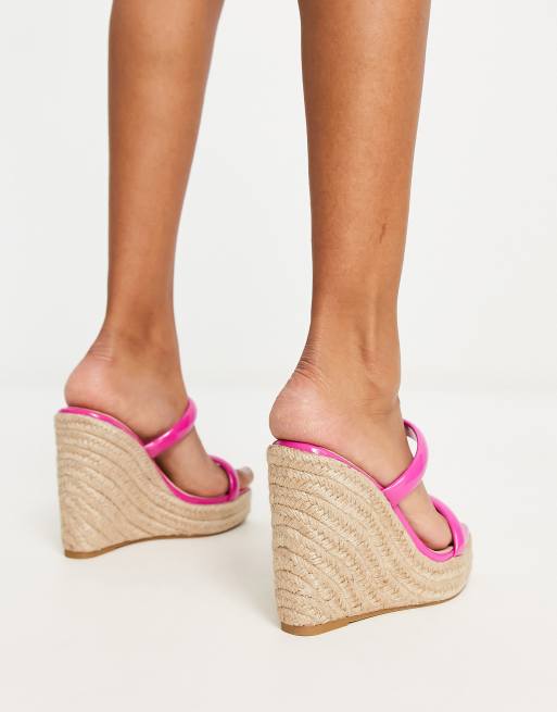 Glamorous Wide Fit – Espadrilles-Sandalen in Rosa mit Keilabsatz, 2 von 4