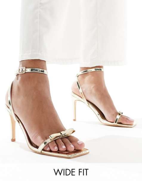 Glamorous Wide Fit – Filigrane Absatz-Sandaletten in Goldoptik, in weiter Passform - view 1