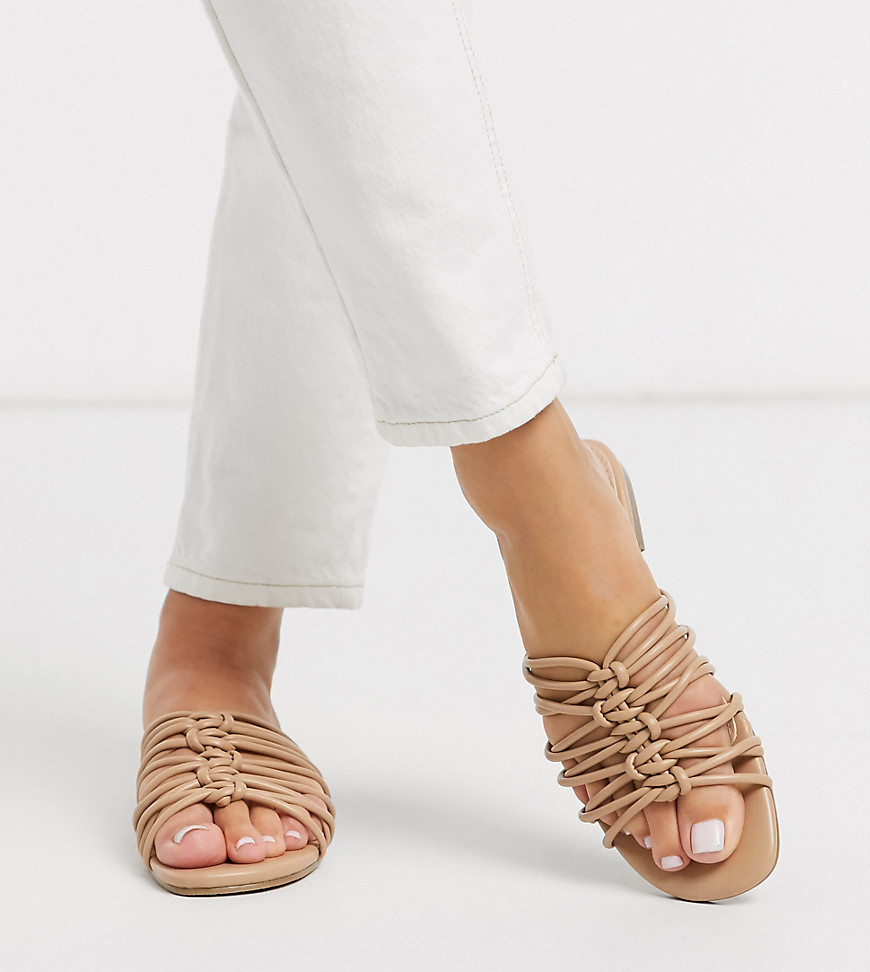 Glamorous wide fit flat sandals in beige
