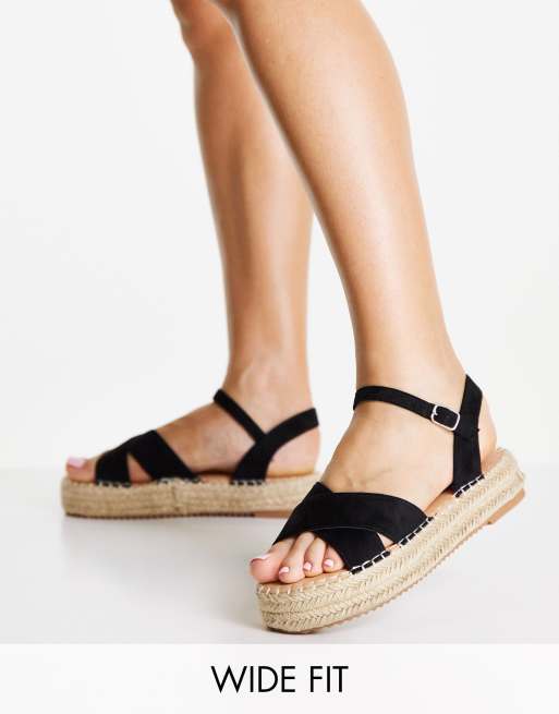 Black flatform 2024 espadrille sandals