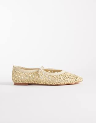 Gewebte Ballerinas in Natur, weite Passform-Neutral Neutral 36