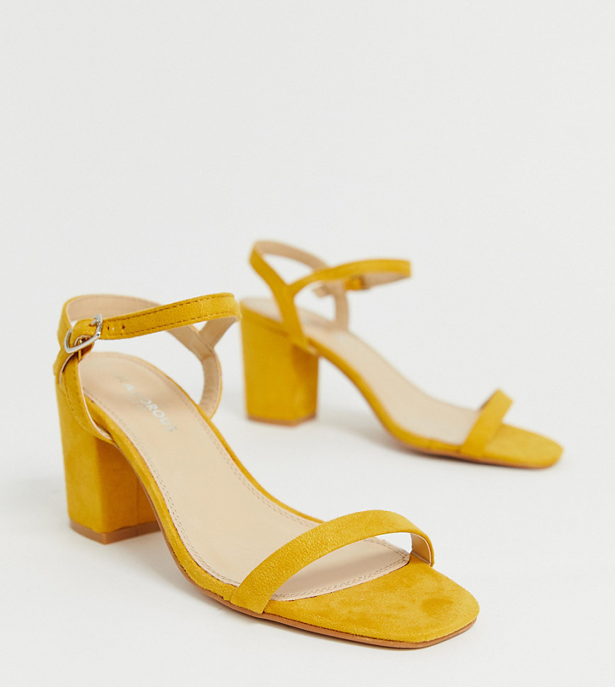 Glamorous Wide Fit – Gula sandaler med blockklack