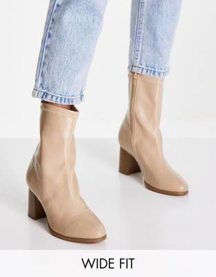 Glamorous Wide Fit Heeled Ankle Boots In Camel-neutral | ModeSens