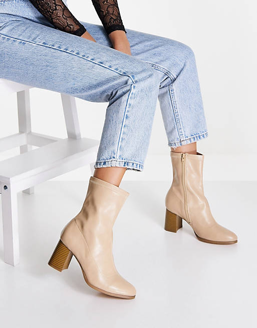 Shoes Boots/Glamorous Wide Fit heeled ankle boots in camel 