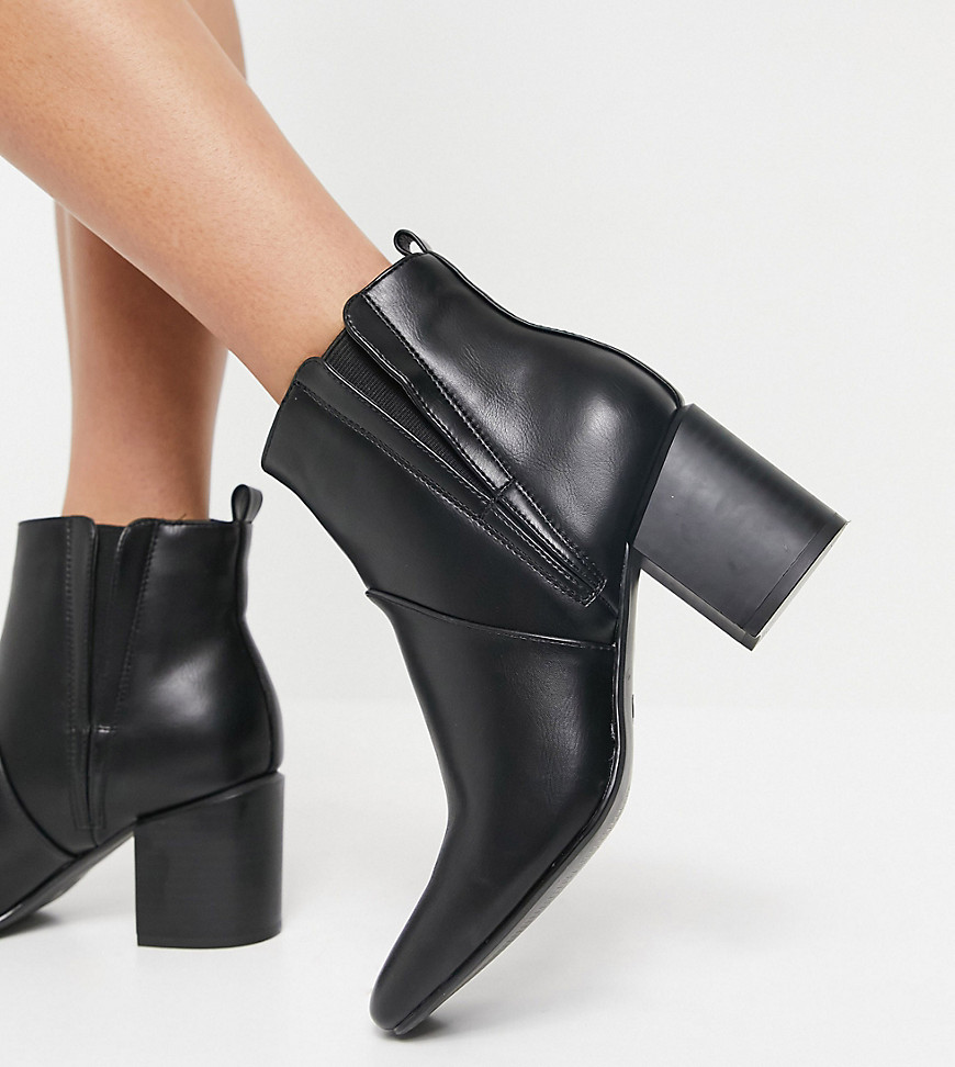 Glamorous Wide Fit heeled chelsea boots in black
