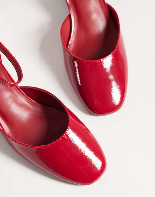 Glamorous Wide Fit heeled mary janes in red patent, 3 of 4
